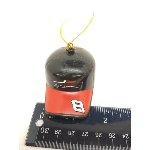 Dale Earnhardt Jr #8 Christmas Ornament Plastic Baseball Hat Miniature Red Black - Picture 7 of 16